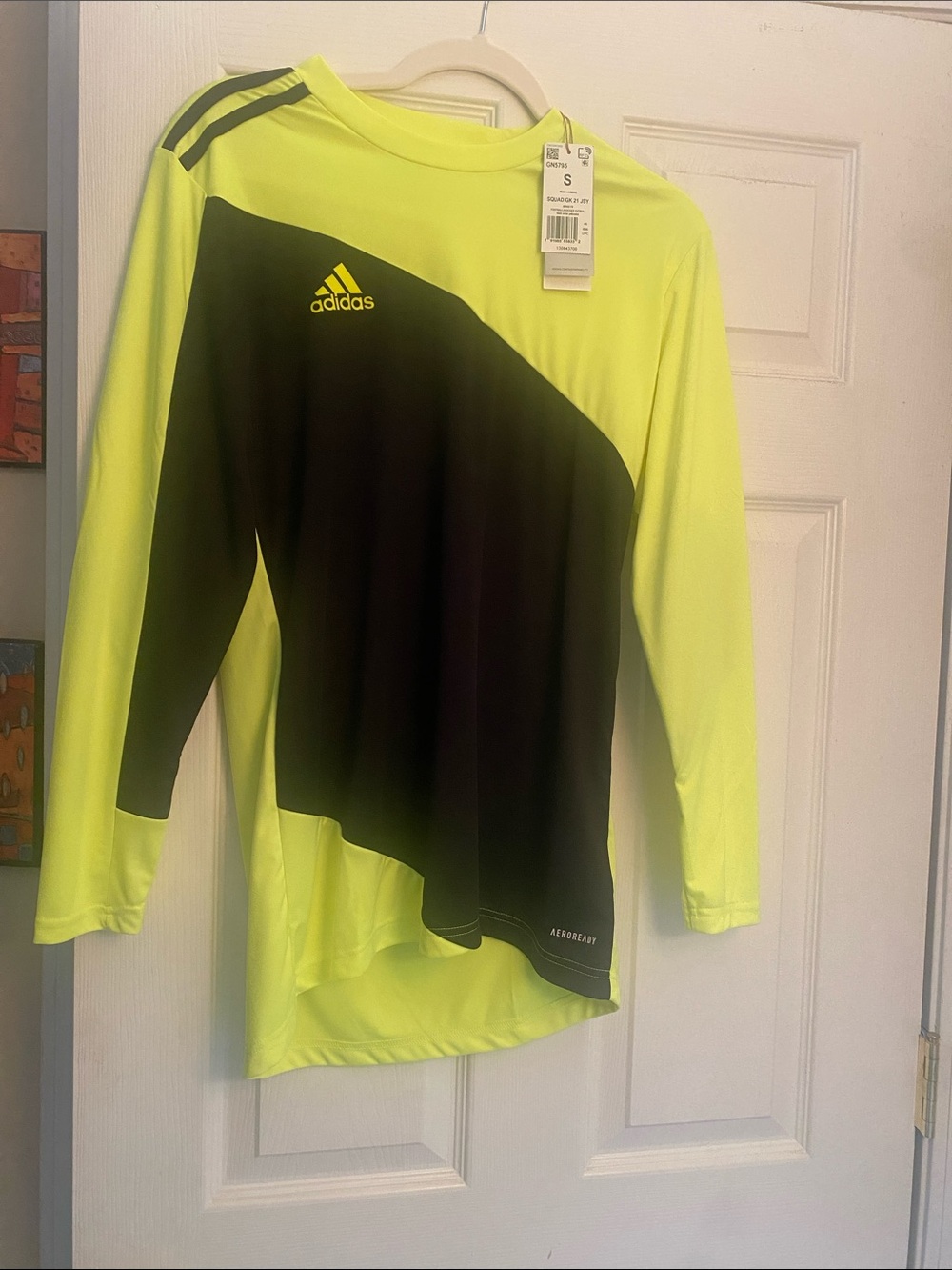 adidas Neon Yellow and Black Long Sleeve Training Shirt